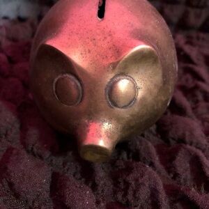 Mini antique brass piggy bank